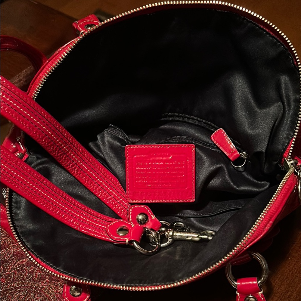 Coach Rare 2012 Set of Poppy Red Patent Leather Satchel & Wristlet Both in EUC - Picture 15 of 16